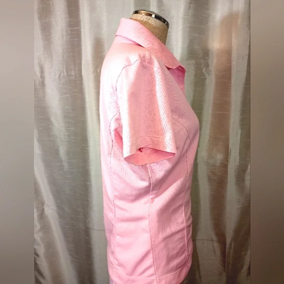 Nike Golf Polo Shirt, Women, Pink, Collar,V1/4 Button, Stretch, Logo, M 8-10 - Picture 7 of 10